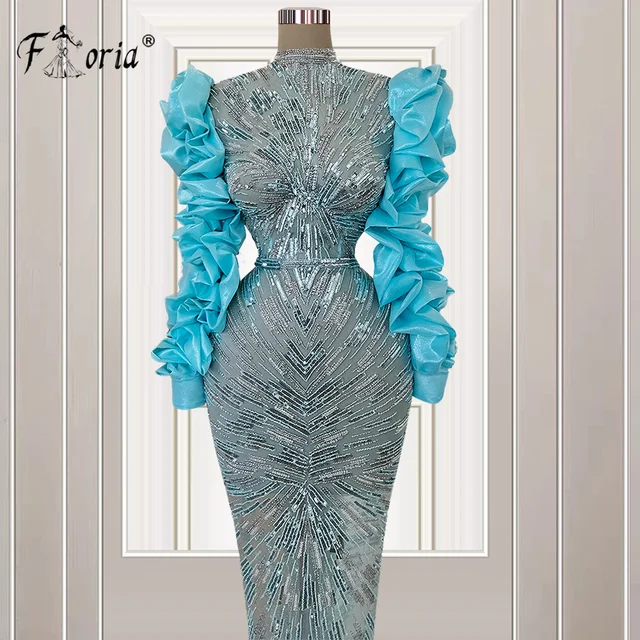 Vestido Fiesta Vestido Lentejuelas Turquesa Vestidos De Noche