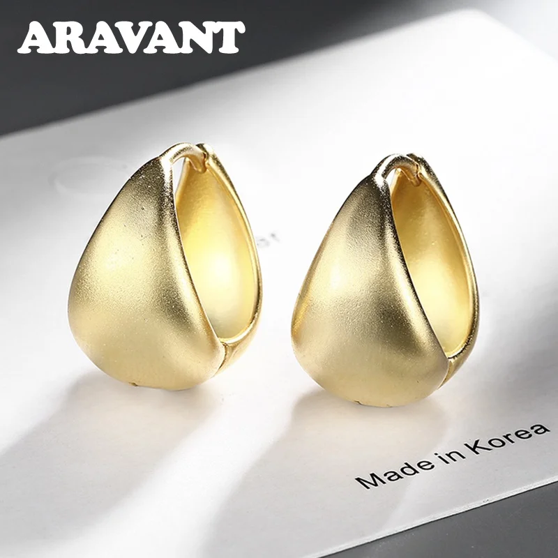 ARAVANT 925 Sterling Silber 18K Gold Ei-förmige Creolen für Damen Modeschmuck