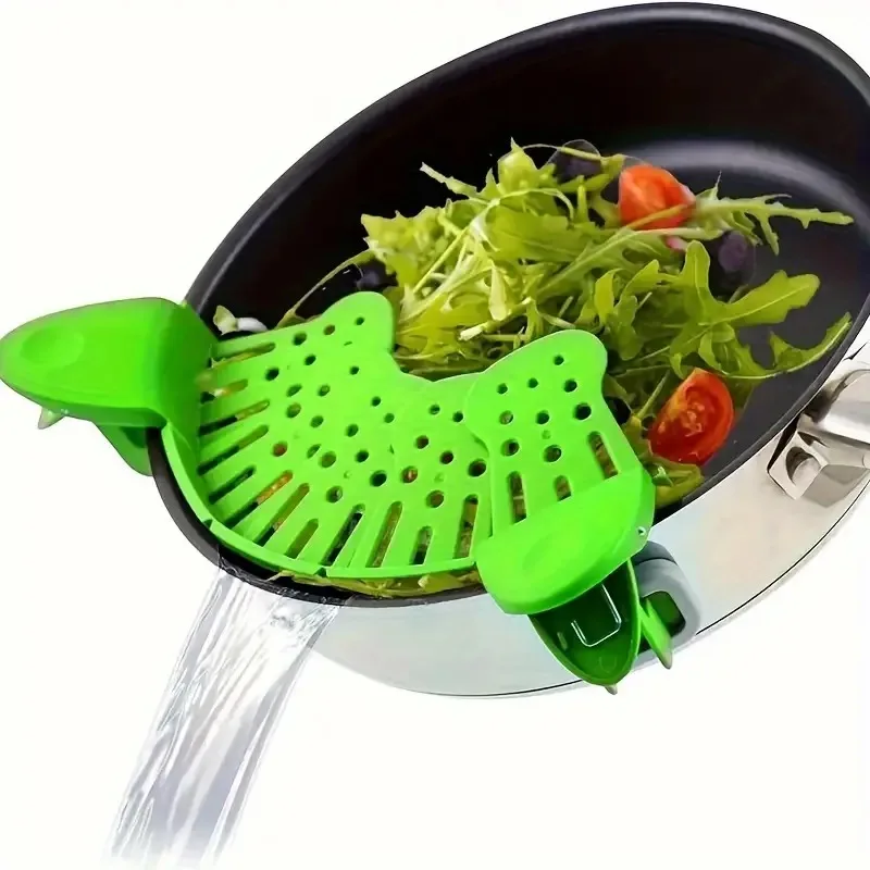Food Strainer Clip Heat-resistant Silicone Pasta Strainer Suitable for All Bowls, Pots and Pans Easy To Pour Retractable Drainer