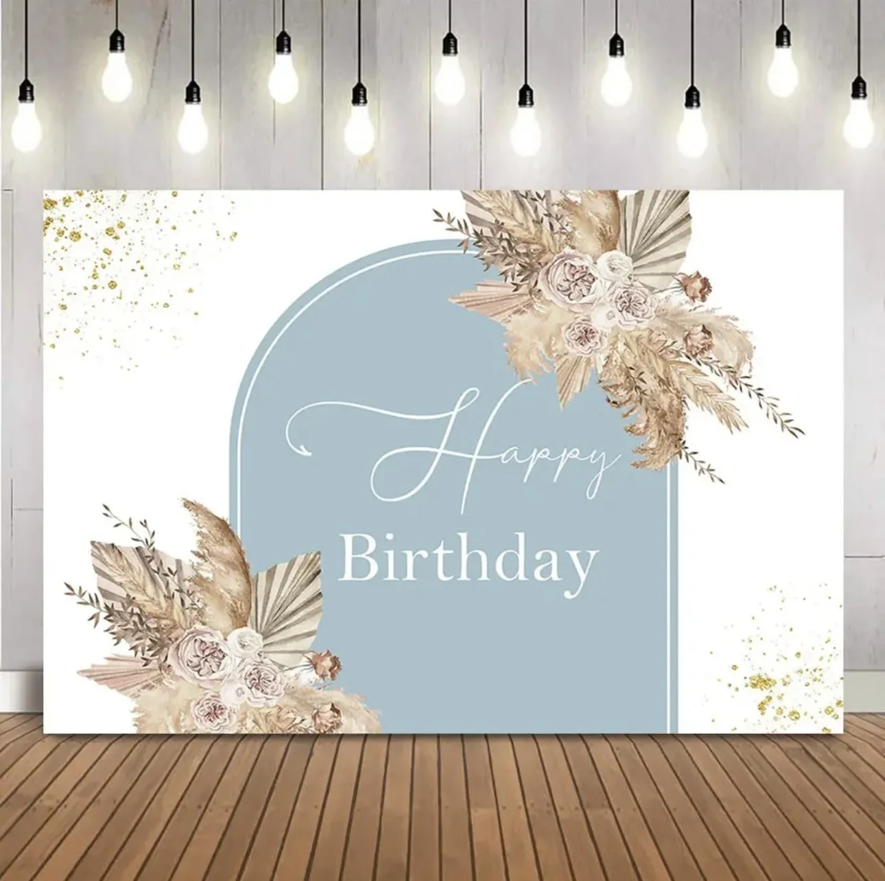 OERJU Runder Hintergrund Für Babyparty – Boho-Stil Mit Pampasgras & Blumen, Durchmesser 220 Cm