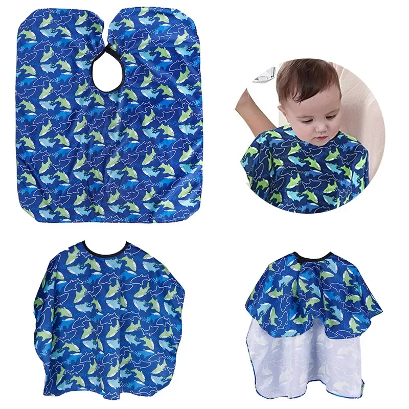 Salon Waterproof Hair Cutting Gown Cape Nylon Hairdresser Cape Sea Fish Patterned for Kids Child Waterproof
