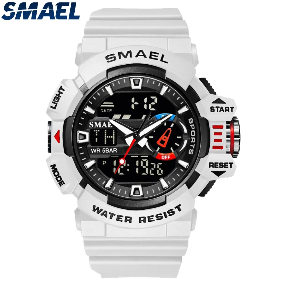 SMAEL  Multi functional Electronic Watch Dual Display Alarm 8043 Leisure Outdoor Men's Watch Outdoor Waterproof images - 6