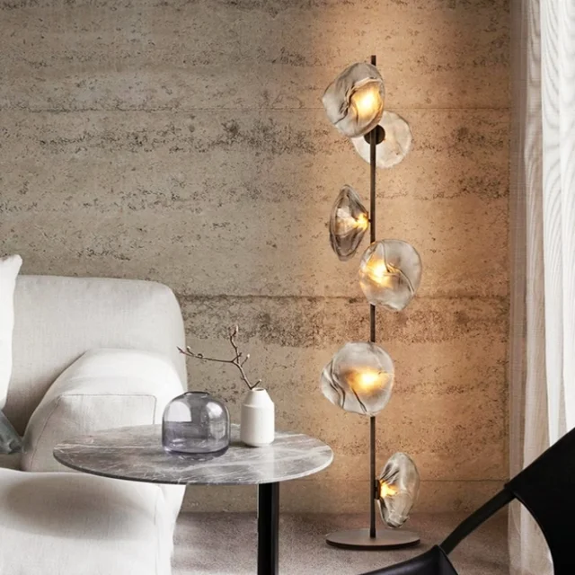 Italian Style Floor Lamp Light Luxury Living Room Bedroom Lava Glass Villa Nordic Minimalist Vertical Atmosphere Art Lamp 2024