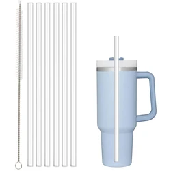 Reusable Clear Plastic Straw Set with Cleaning Brush - Pack of 6 (6straws1brush)