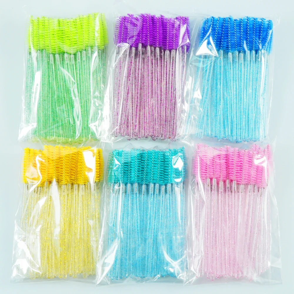 50Pcs Individual Disposable Mascara Wands & Combs - Assorted Colors, for Eyelash Makeup, Lash Comb & Mascara Application Tools