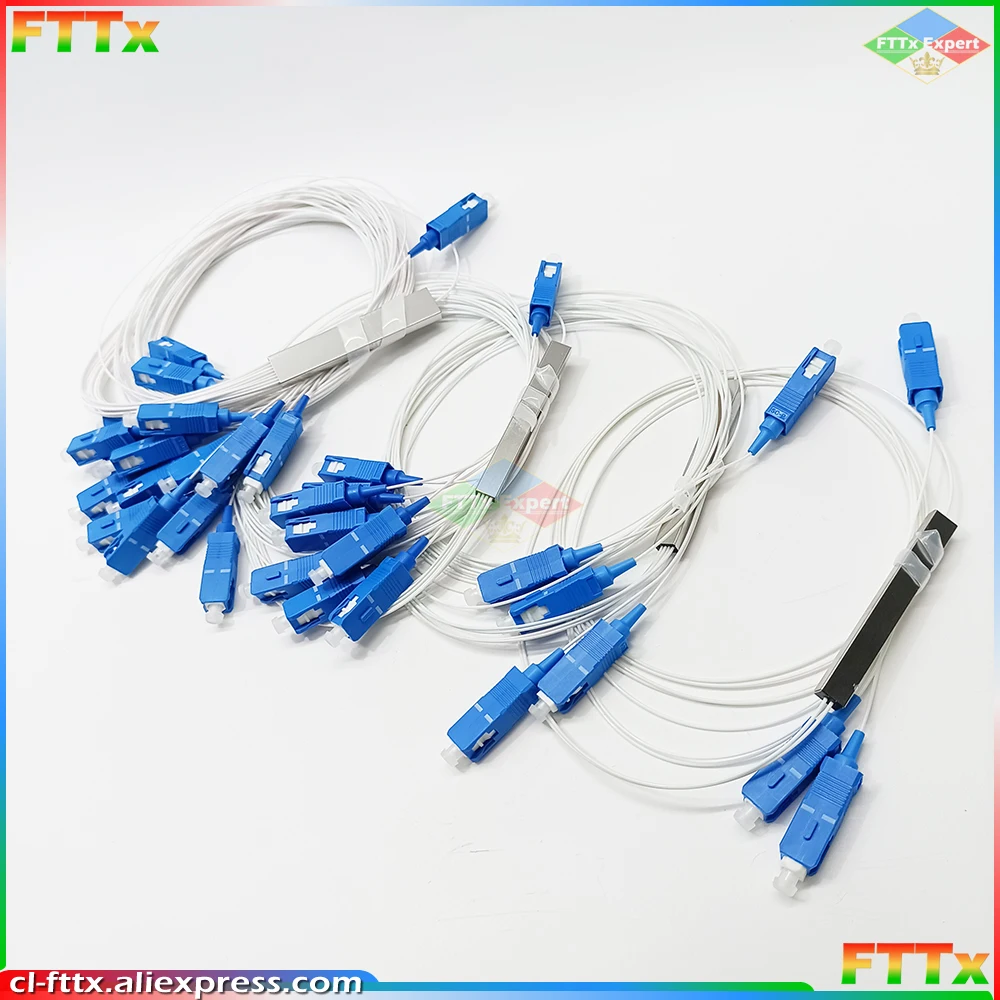 

Free Shipping SC/UPC PLC Splitter 1x2 1X8 1x16 SM Single Mode 0.9mm G657A1 LSZH PVC 1m FTTH Fiber Optic Splitter UPC Connector