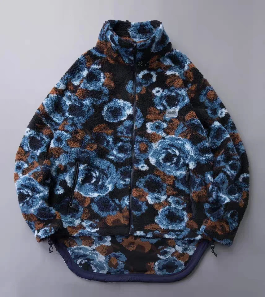 Martine NAPA Rose Lamb Fleece Jacket ASAPROCKY Male Duck Same Wool Sweater Coat Blue Printed Cashmere Men Outwear Vintage Trend napa by martine rose asap roky duck matching blue lamb fleece jacket fashion printed coats for men