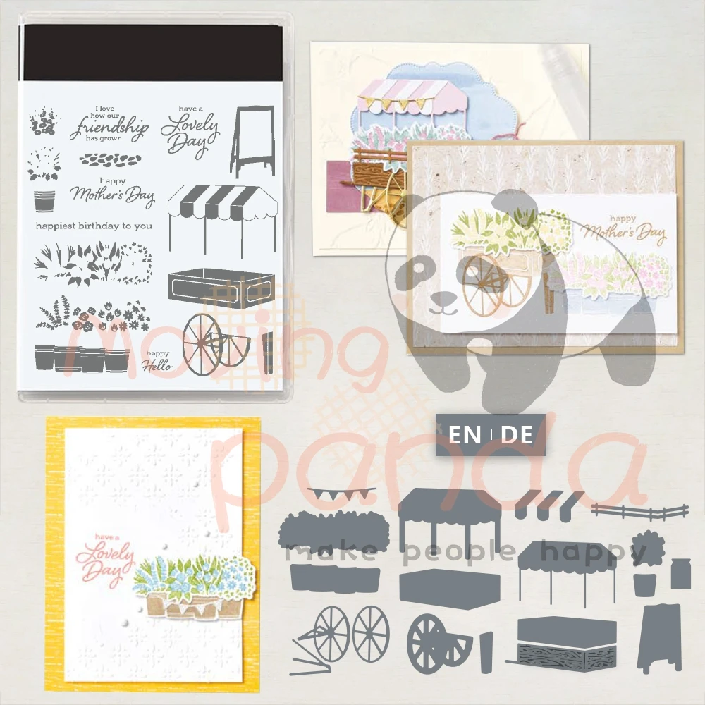 

MP864 Garden Plants Clear Stamps Cutting Dies DIY Scrapbooking Silicone Stamps Metal Dies For Love Cards Craft Mother's Day Gift