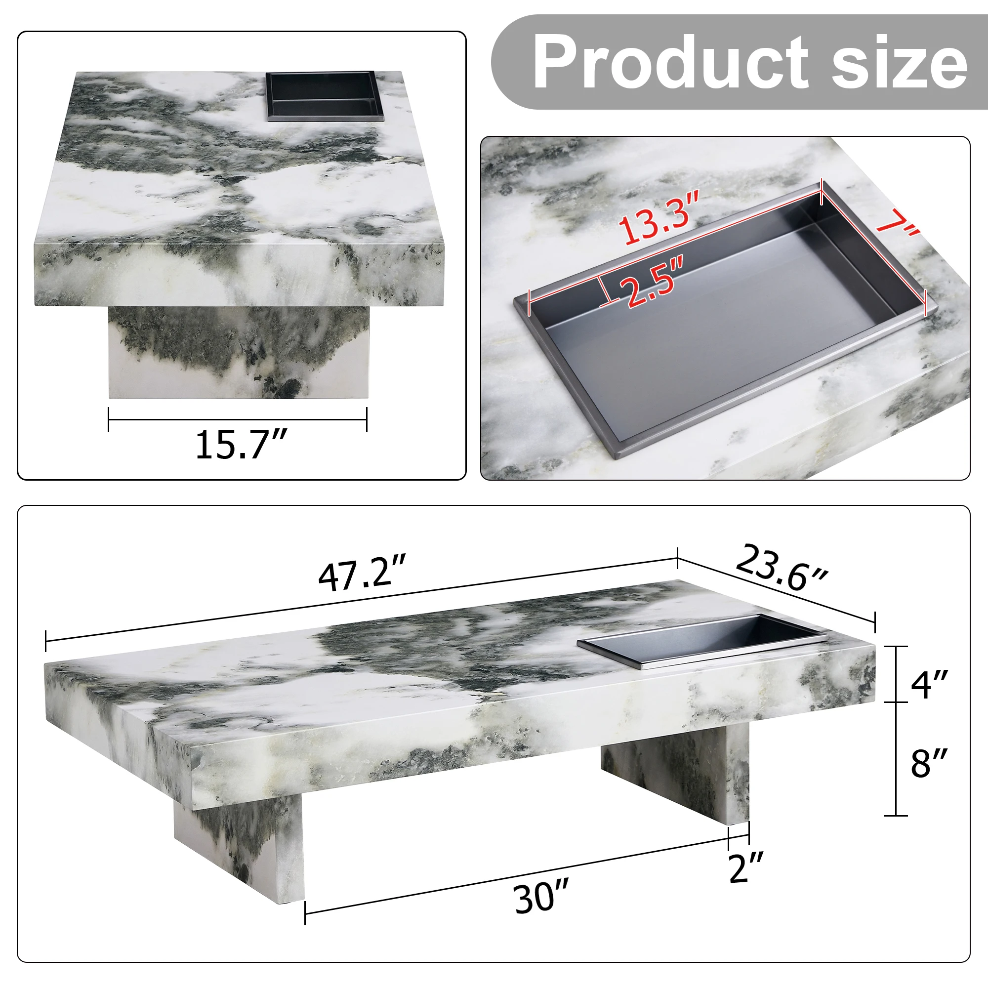 A modern and practical coffee table with black and white patterns. Made of MDF material. The fusion of elegance natural fash