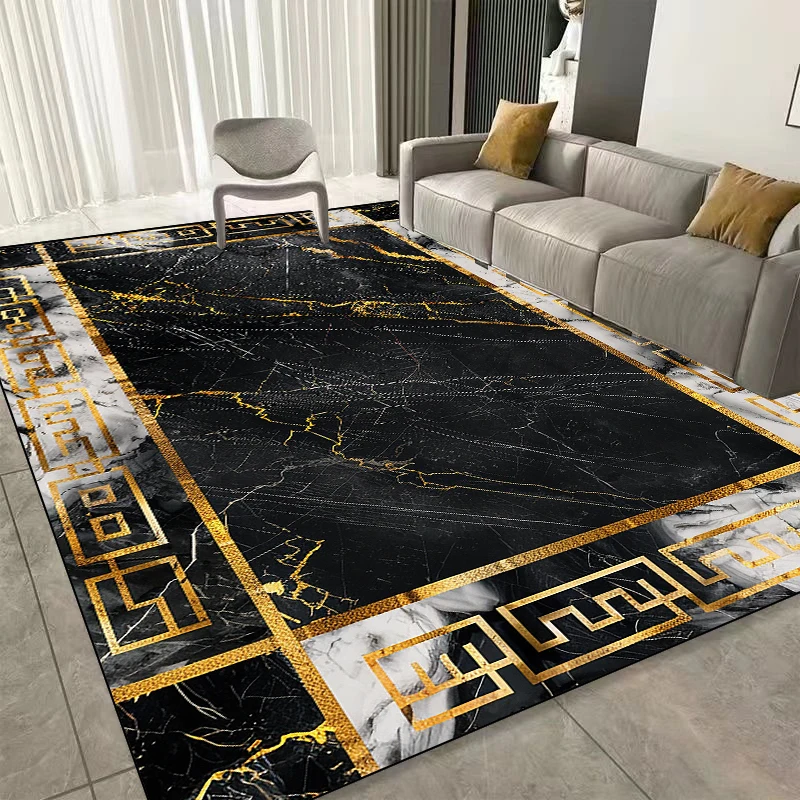 Modern Golden Frame Luxury Area Rug 4