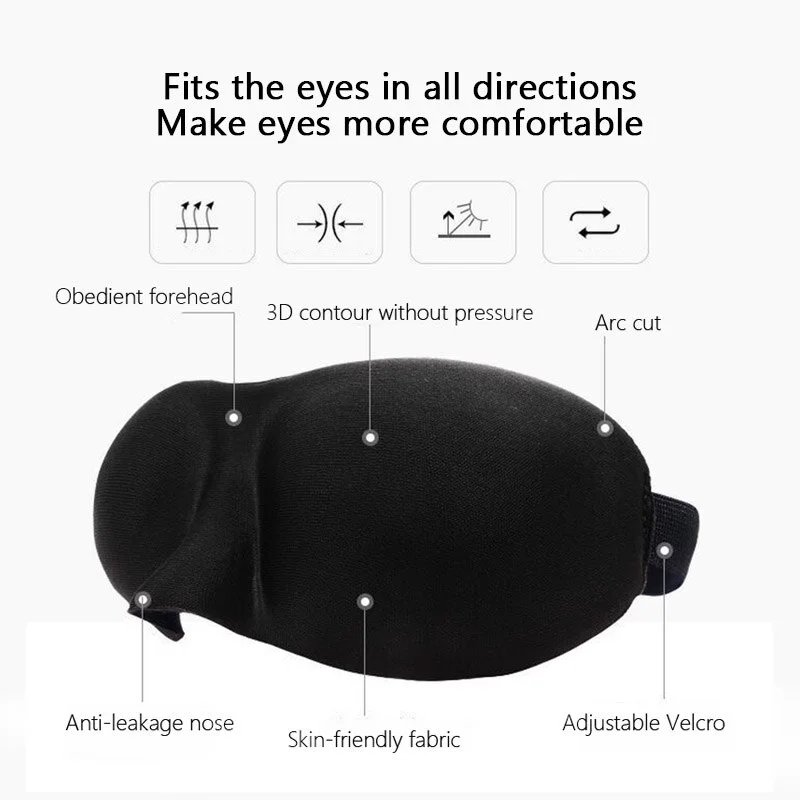 Eye Mask for Sleeping 3D Contoured Cup Blindfold Concave Molded Night Sleep Face Masks Fatigue-Relieving Light-Blocking Eye Mask