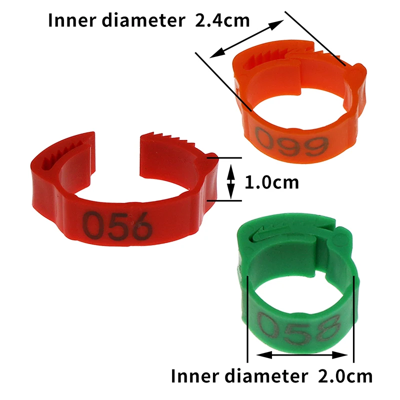 Adjustable Inner Diameter Snap-on Foot Ring Laser Print Digital Label bird foot rings birds foot rings 100 Pcs Chicken Duck Pigeon Leg Farm Label Identification