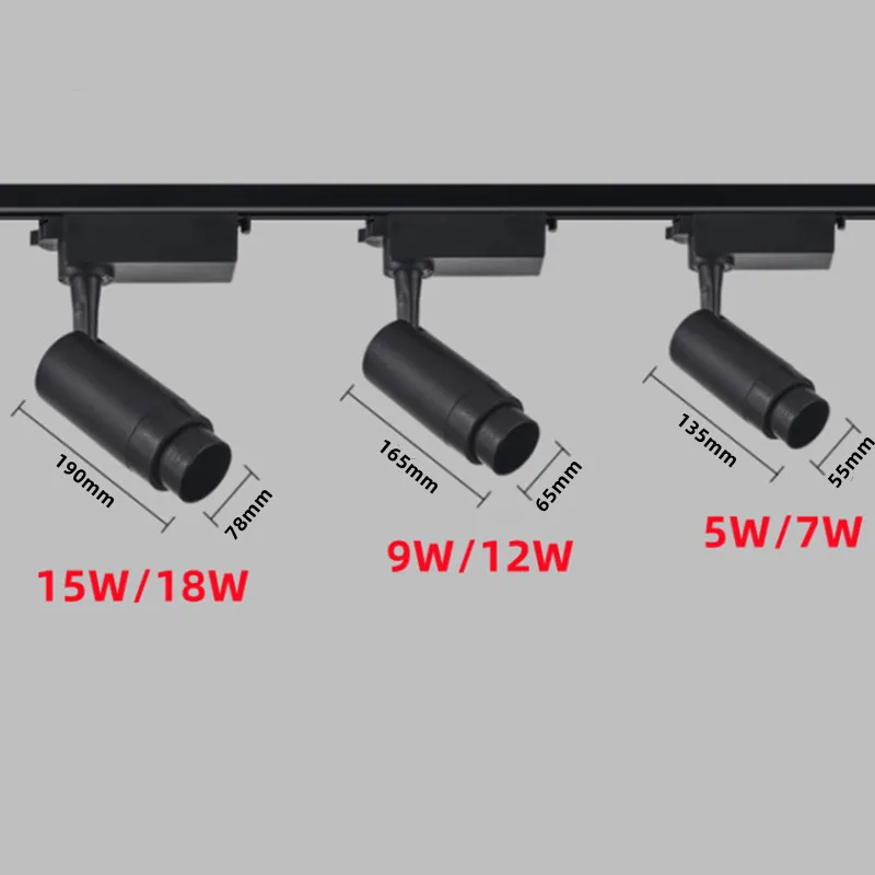 Zoomable LED Track Light, Spotlight regulável, Zoom