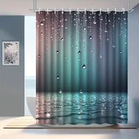 ม่านอาบน้ำดีไซน์หยดน้ำกันน้ำฉากกั้นอาบน้ำตกแต่งบ้านการพิมพ์ 3 มิติอุปกรณ์ห้องน้ำที่หรูหรา 6