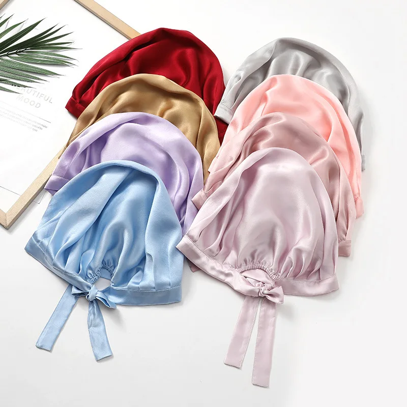 100% Silk Bonnet For Women  Mulberry Silk Turban For Hair Sleeping Night Cap Hair Loss Sleep Natual Pure Silk Hair Wrap Headwrap 5