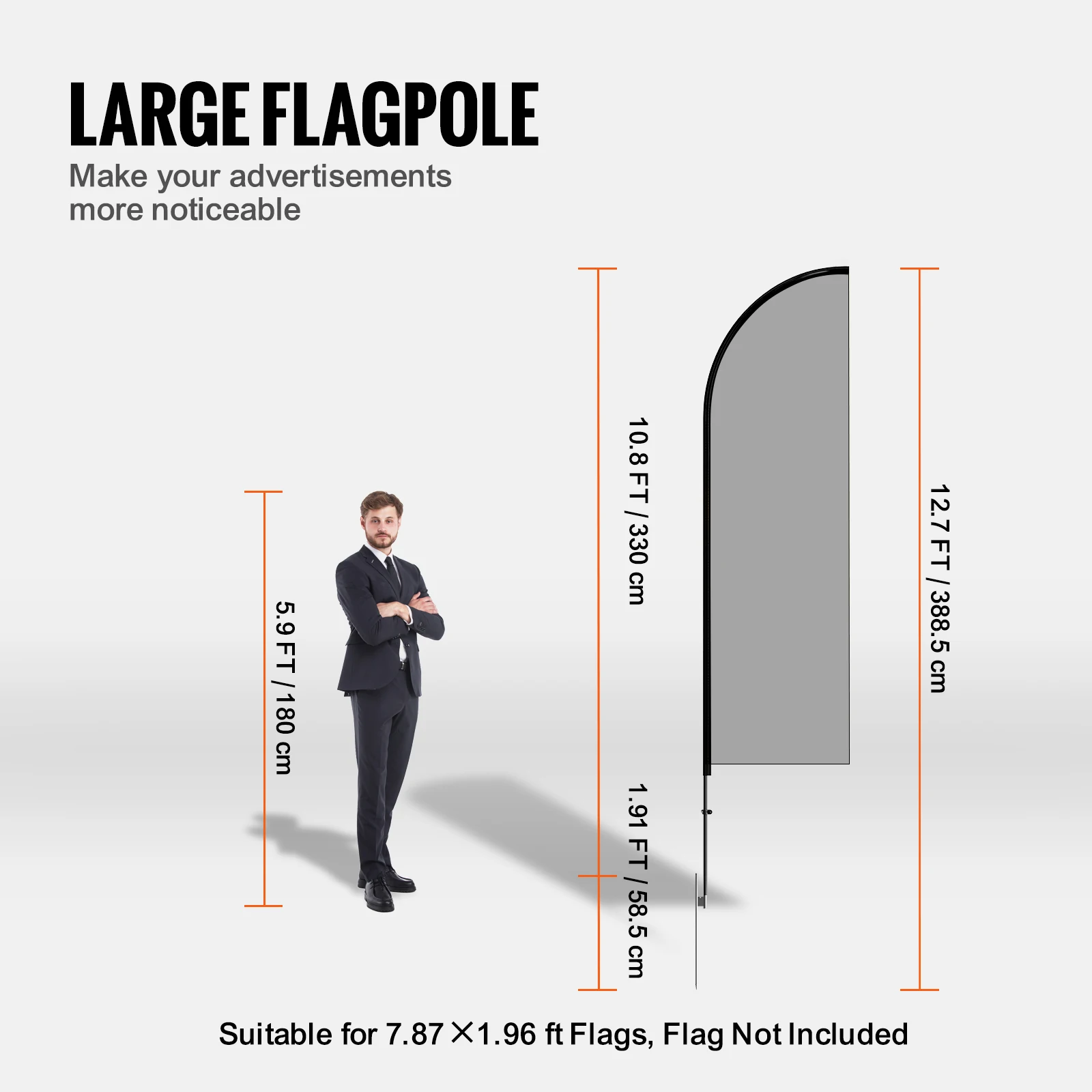 VEVOR Feather Flag Pole Kit 3Packs Swooper Flag 16.3ft Sign Poles for Business Advertising Flags Outdoor with Ground Stakes