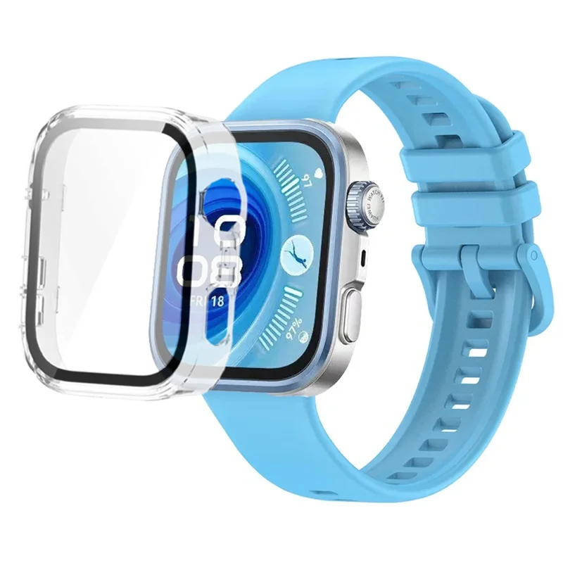 Breathable Silicone Strap with Protective Tempered Glass Screen and HD PC Case