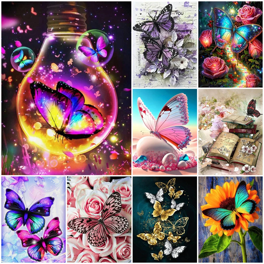 Diamond Painting Diamond Painting Accessories Evershine Diamond Embroidery Butterfly Animal Diamond Painting Light Full Square Round Mosaic DIY Art Handmade Hobby
