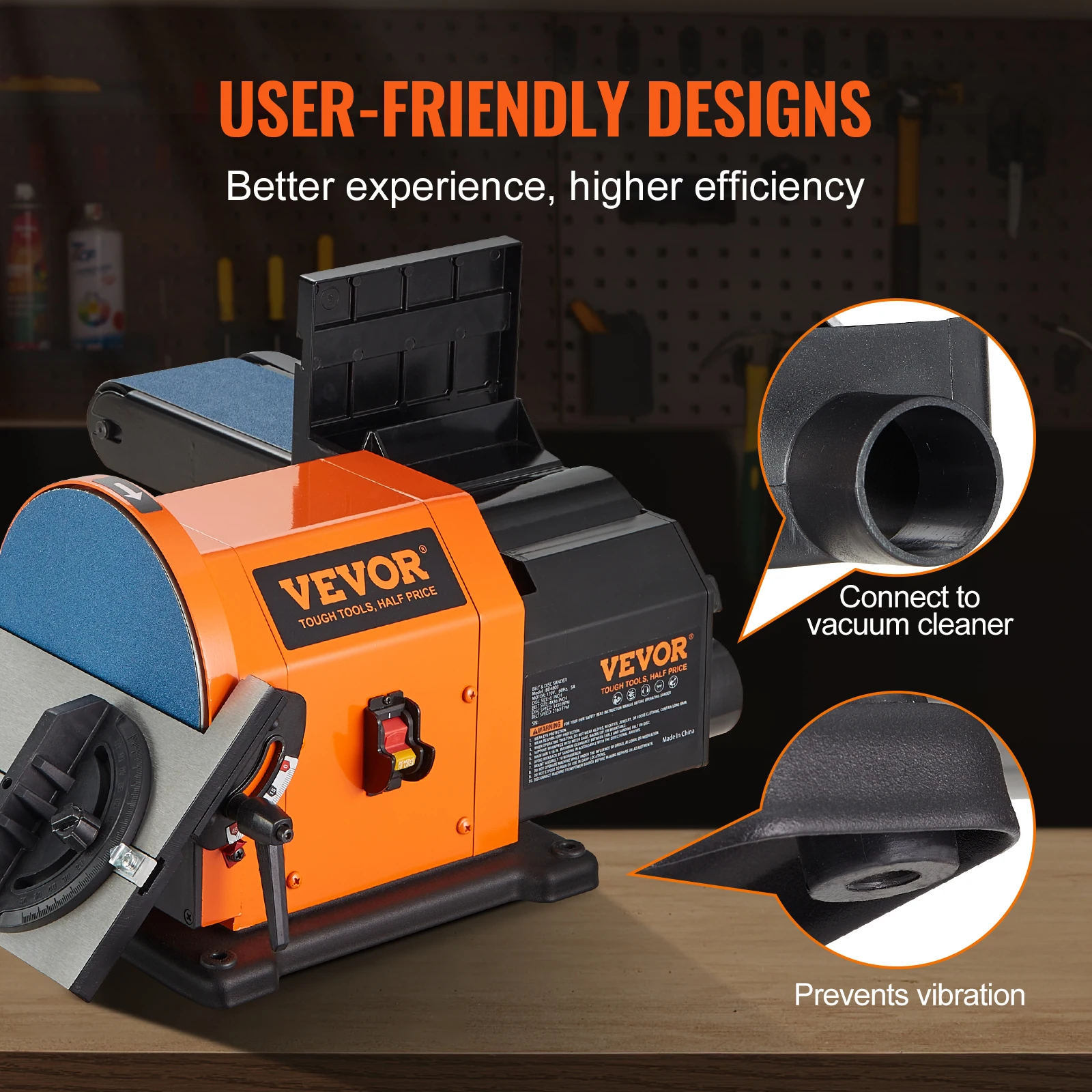 Belt Sander SucceBuy Belt Disc Sander Combo with 5A/4.3A/2.5A Induction Motor Woodworking Deburring Grinder