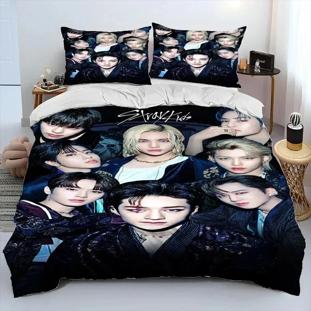 3d stray kids kpop cantor estrela conjunto de cama, capa edredão conjunto colcha fronha, king queen tamanho duplo meninos meninas adultos
