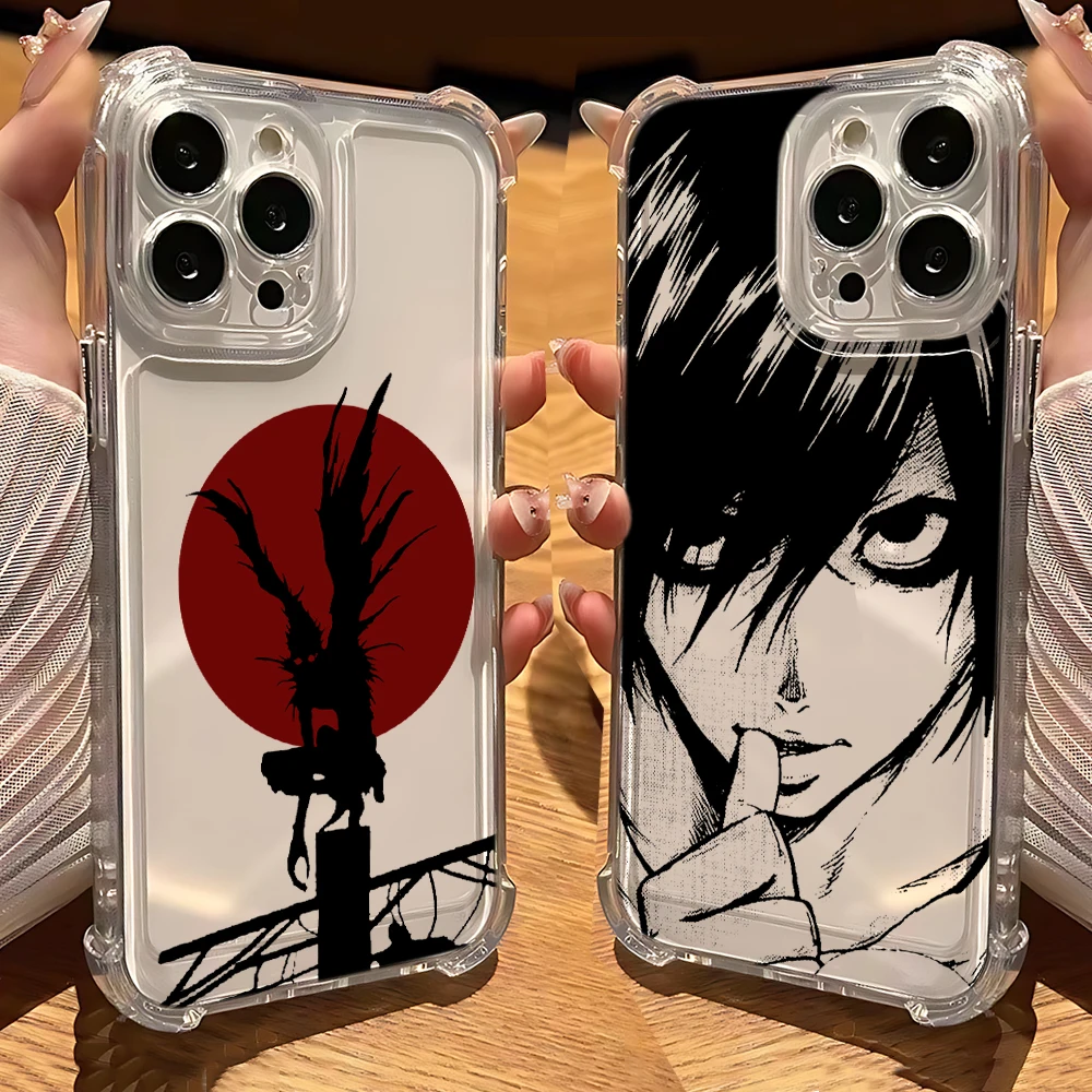 Stylish Transparent Anti-Fall Anime Phone Case - Death Note Design
