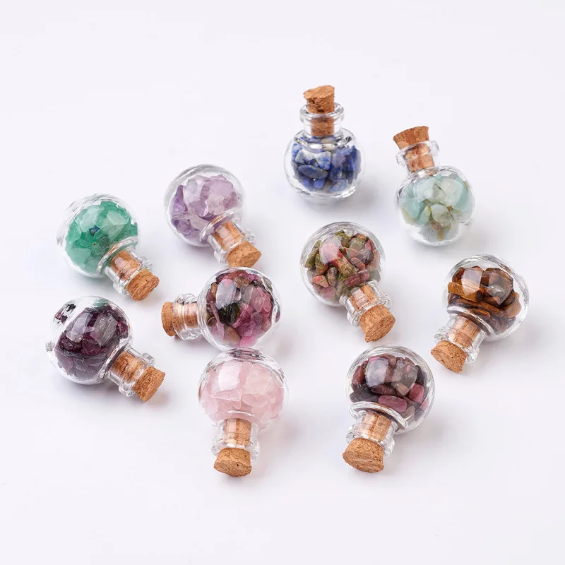 15~30 Pcs Mini Wishing Bottles Tumbled Chip Crystal Healing Gem Reiki Wicca Stones Set for DIY Jewelry Making Home Decoration