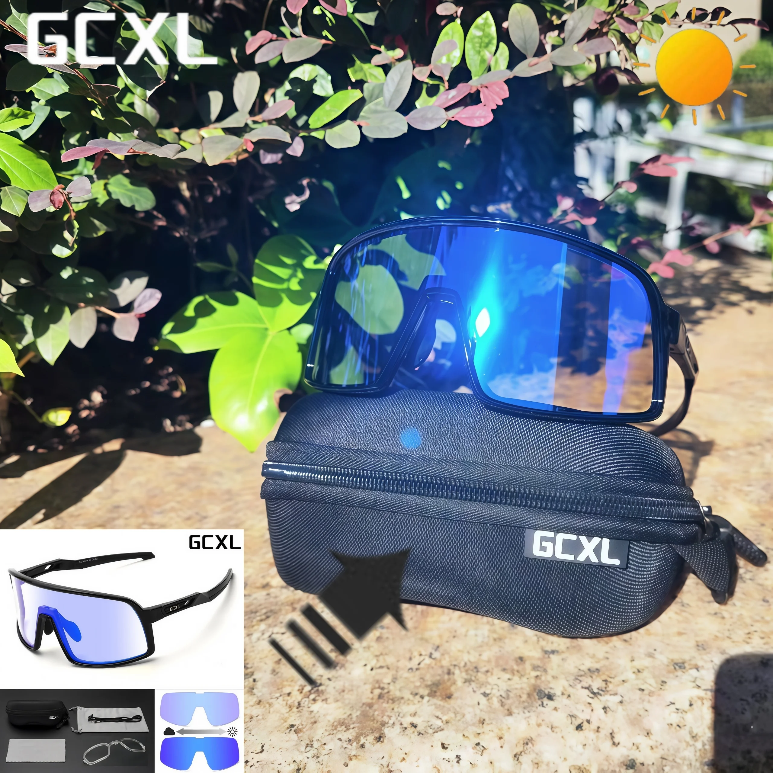 Cycling Sunglasses GCXL Photochromic UV400 for Outdoor Sports Men Women Running Driving