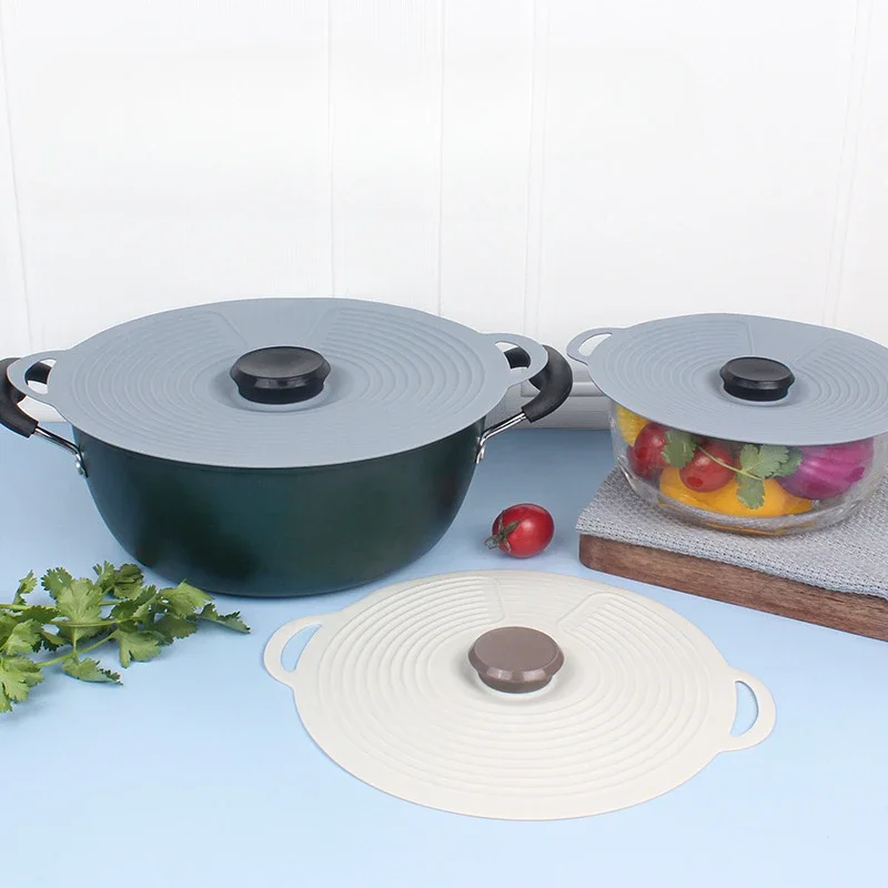 Three Piece Set Silicone Fresh-keeping Lids Silicone Bowl Lids Vacuum Sealed Fresh-keeping High Temperature Resistance