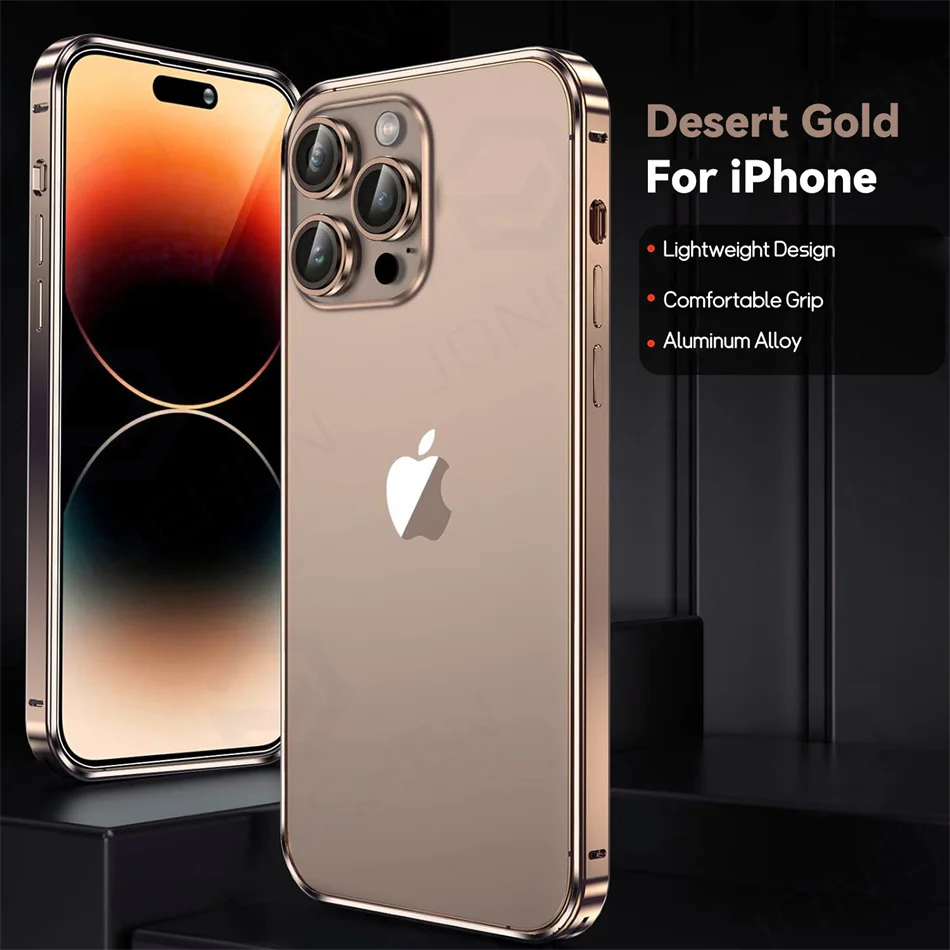 Sleek Desert Gold Aluminum Bumper Case - Ultra-Thin Alloy Frame Accessory