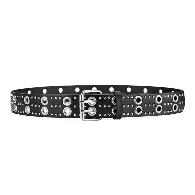 ómFunny ParqueDamen-Nietengürtel, modisch, lässig, Punk-Stil, Pu-Lederbund, personalisiertes Bund-Dekorationszubehör – Detail 9