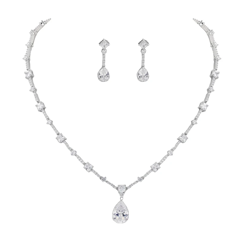 Necklace Earrings Set Women Cubic Zirconia Jewelry Set Cubic