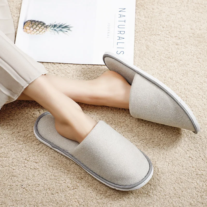 5Pairs/Lot Velvet Hotel Slippers Men Women Travel Disposable Cotton Towel Cloth Hospitality Soft SPA Shoes Guest Slides