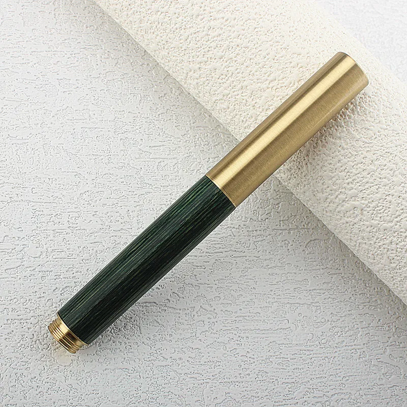 목제 미니 만년필, 짧은 녹색 백단향 펜, 서예 0.5MM 펜촉, 쓰기 잉크 펜, 사무실 학교 용품
