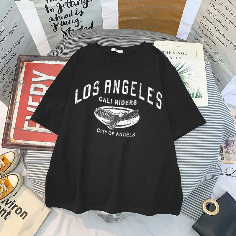 

Los Angeles Fashion Women T Shirt USA Letter Print Short Sleeve Graphic T Shirt Women 2023 Summer Y2k Tops Oversized T Shirt