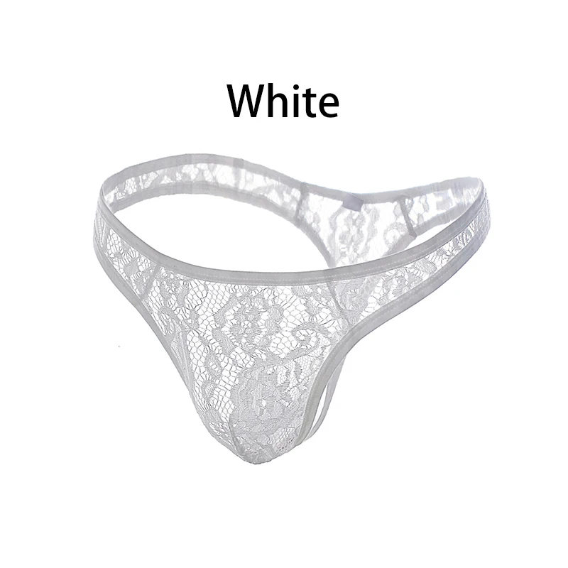 Men T-Back Lace Thong Transparent Lingerie Gay Sexy G-String See through Hot Underwear Panties Underpants