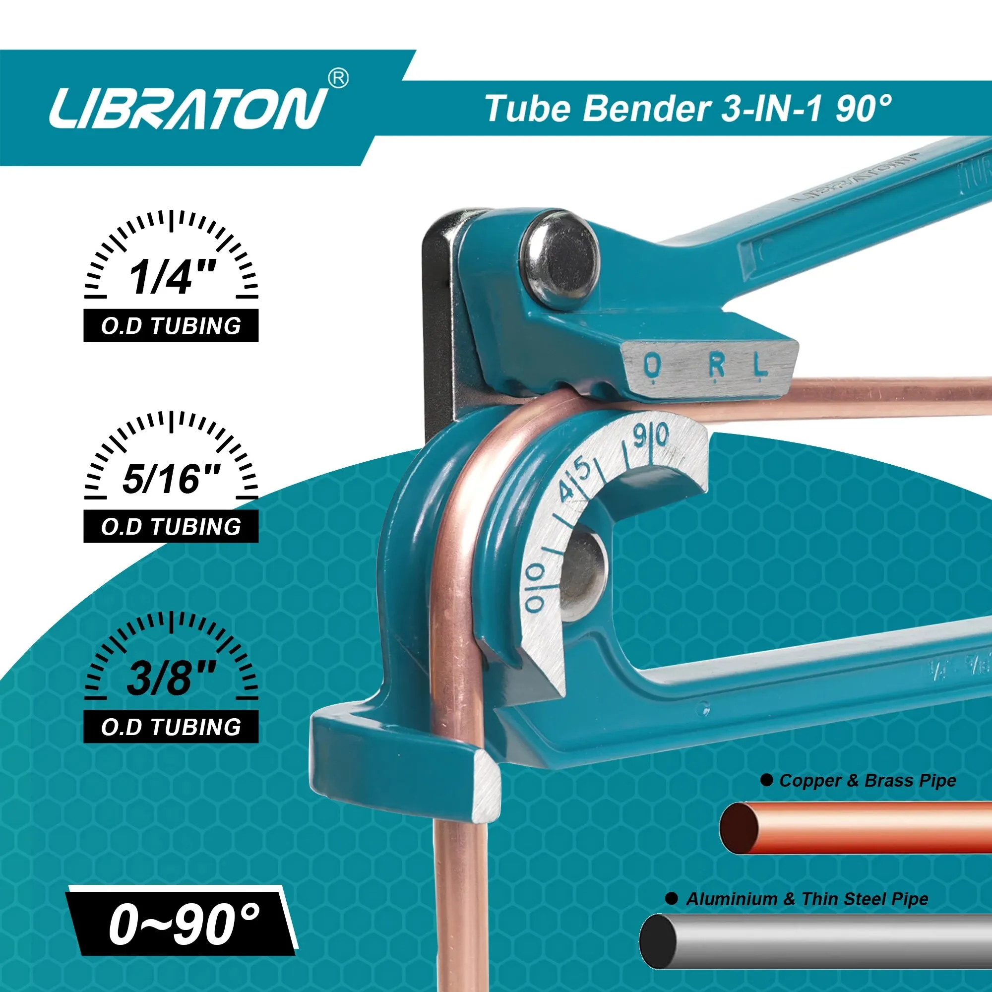 3-IN-1 90 Degree Mini Hand Manual Tubing Bender 1/4"(6mm) 5/16"(8mm) 3/8"(10mm) Copper Aluminum Brass Pipes tube bender