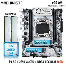 MACHINIST X99 Motherboard Set LGA2011-3 Kit Xeon E5 2650 V4 CPU Processor 2*8=16GB DDR4 ECC Ram Memory NVME M.2 K9 V2