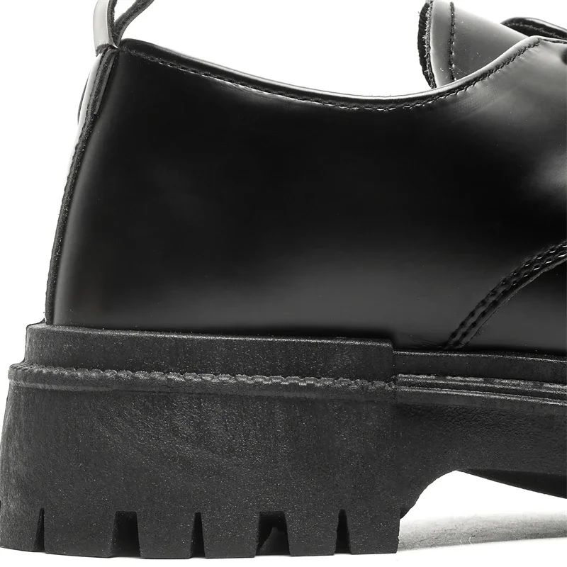 Mode Dicke Sohle Leder Männer Casual Schuhe Klassische Formale Business Männer Kleid Schuhe Atmungsaktive Lace-Up Handgemachte Schuhe Mokassins – Detail 7