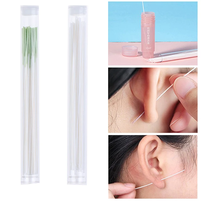 Piercing Earrings Ear Hole Cleaner 15ml Rose Liquid + 70pcs Paper Threads  Pack S