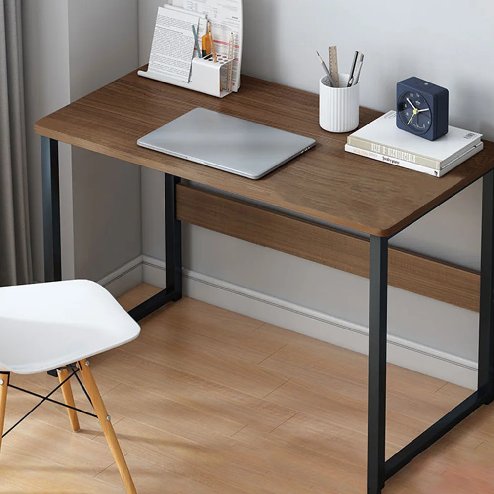 

Lychee Life Computer Desk with Bookshelf for Home Office Black and Light Oak Studying Work Bedroom Table Modern Style