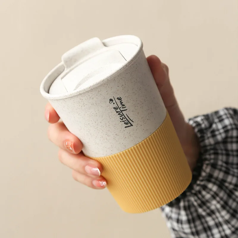 Japanese coffee cup, lovers' Cup, wheat straw portable cup, take away  coffee cup