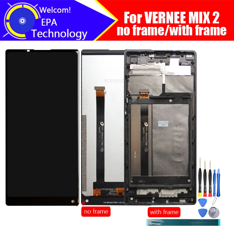 

6.0 inch Vernee Mix 2 LCD Display+Touch Screen + Frame 100% Original Tested Digitizer Glass Panel Replacement For Mix 2 Phone