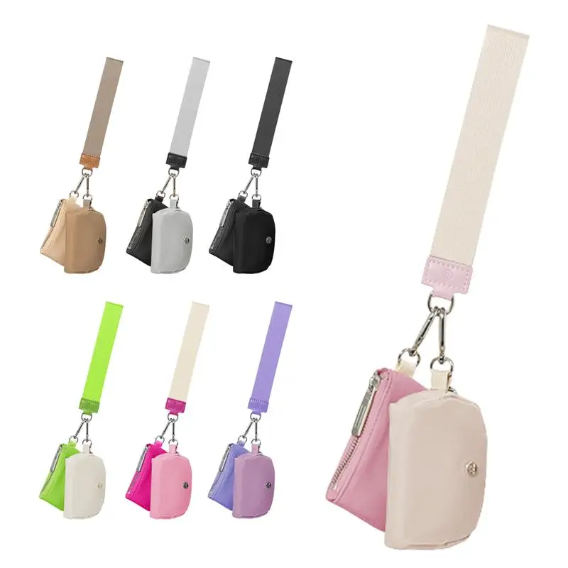 Mini Zip Around Wristlet Wallet for Women Dual Pouch Wristlet Portable Coin Purse Mini Women Coin Pocket