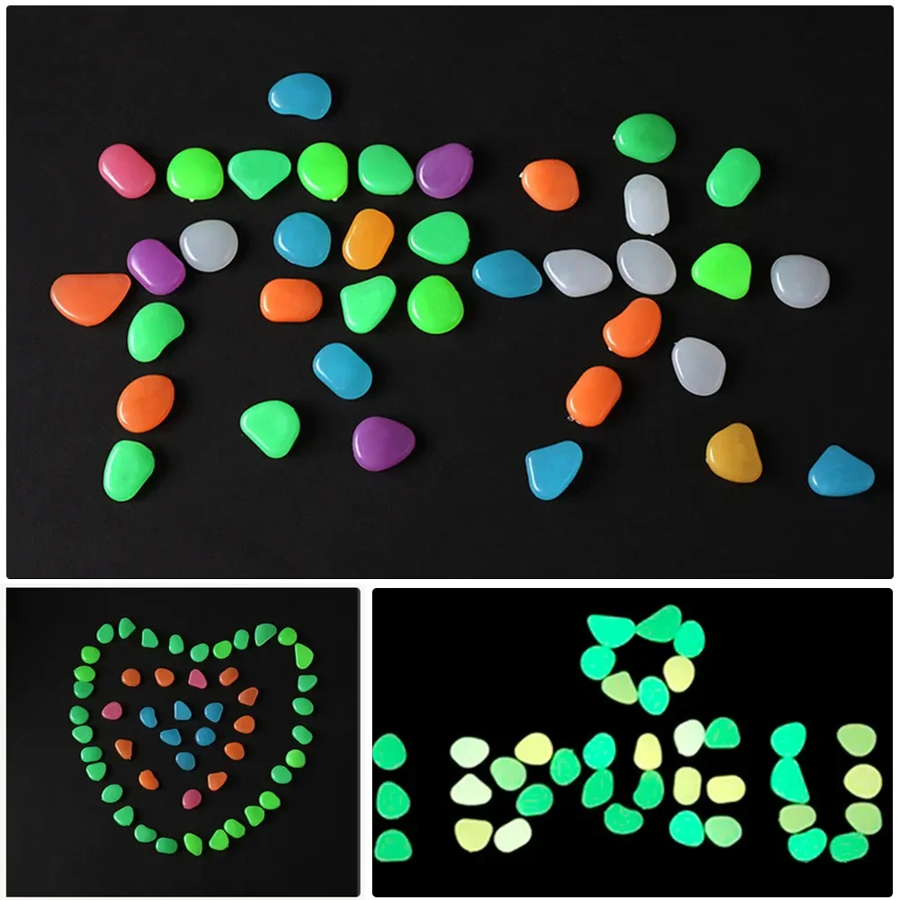 Description Picture 4 of item200Pcs Glow in the Dark Garden Pebbles For Sidewalk Garden Terrace Lawn Garden Patio Fish Tank Aquarium Decoration Glow Stone