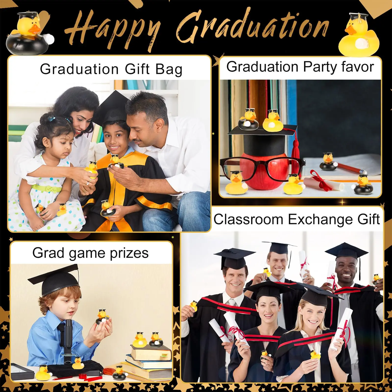 24/48Pcs Graduation Rubber Ducks Graduation Gifts Duck Bulk Graduation Party Favors Decoration Classroom Tassel Cap 6