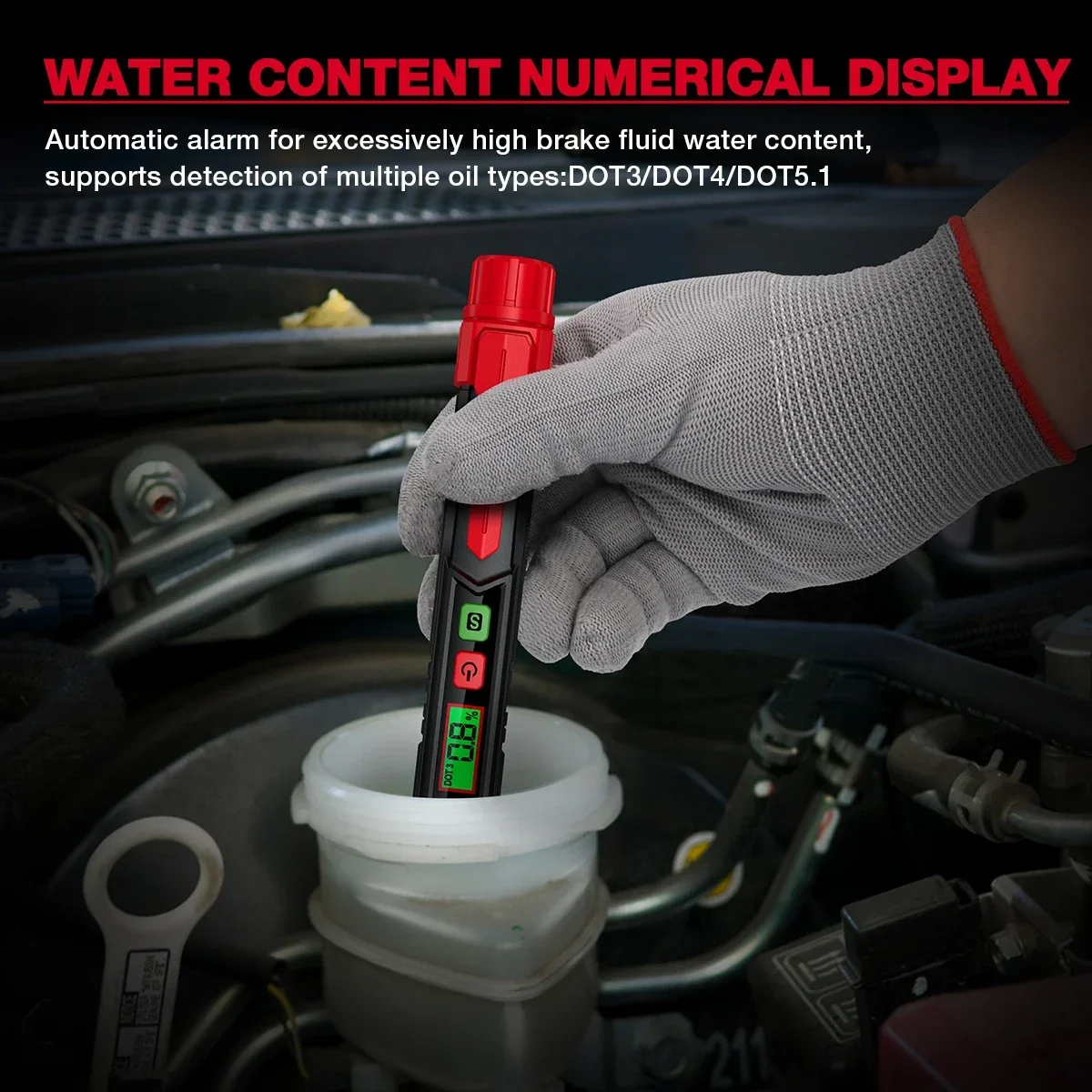 HABOTEST HT662 Car Brake Fluid Moisture Meter Liquid Oil Tester Analyzer for DOT3/DOT4/DOT5.1 Brake oil Quality Check Pen