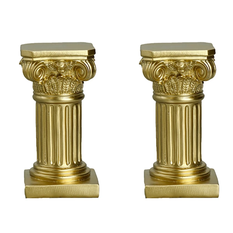 

2X Gold Roman Pillar Resin Sculpture Column Decor Roman Pillar Statues Home Living Room Crafts Furnishings