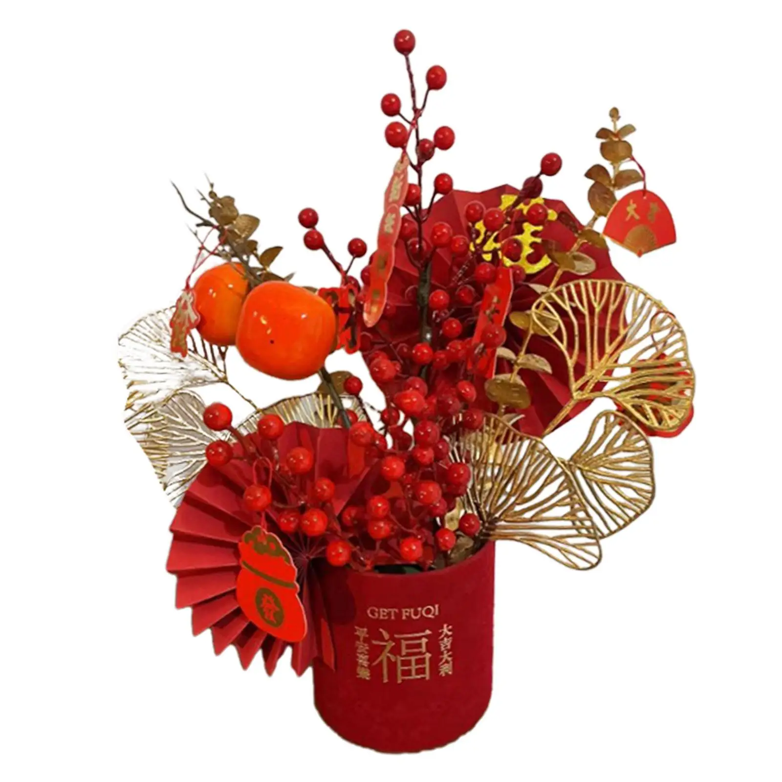 Spring Festival Fu Bucket Table Decoration with Lamp Decorative Traditional Feng Shui Pot for Indoor Desktop Decor Lightweight