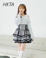 Original Japanese Mines Lolita Strap Skirts Women High Waist and Thin Frilly Pleated Skirt College Style Liz Girl Plaid Skirt - Image 5