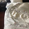 800TC Lyocell Bamboo Fiber Soft Silky Bedding Set Rose Floral Embroidery Lace Ruffles Duvet Cover Flat/Fitted Sheet Pillowcases 4